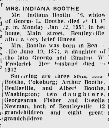 Indiana Boothe obit